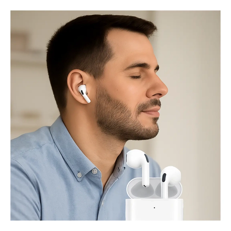 AUDIFONOS AURICULARES INALAMBRICO PARA IPHONE ANDROID BLANCO - 5