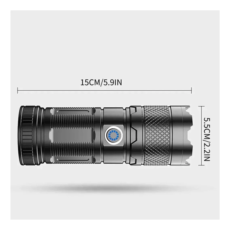 LINTERNA CON ZOOM ENFOQUE RETRACTIL RECARGABLE LUZ BLANCA - 3