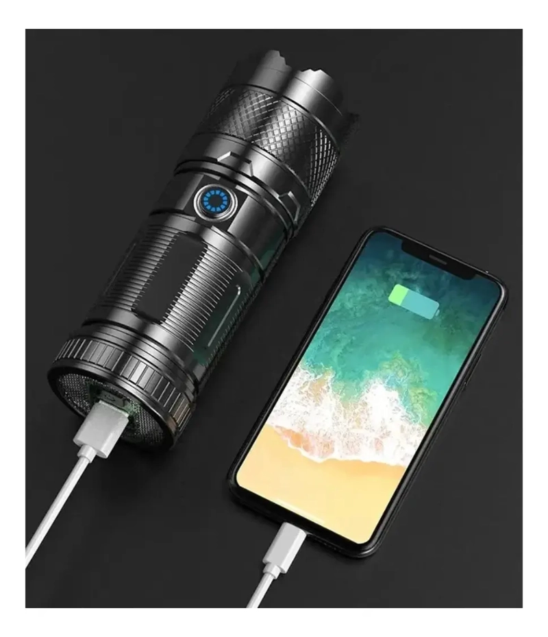 LINTERNA CON ZOOM ENFOQUE RETRACTIL RECARGABLE LUZ BLANCA - 6