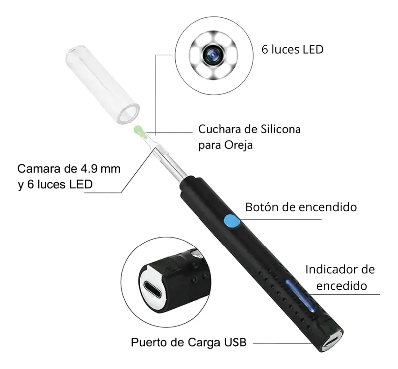 KIT LIMPIADOR DE OIDOS CON CAMARA INALAMBRICO - 5