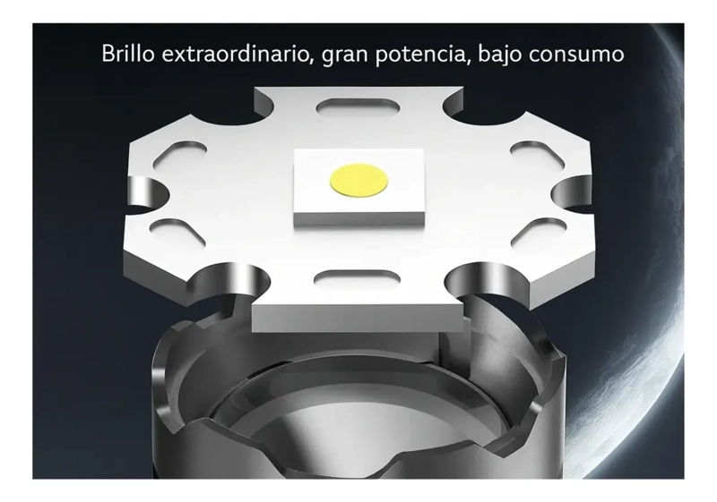 LINTERNA LED RECARGABLE ZOOM RETRACTIL + POWERBANK PORTATIL - 3