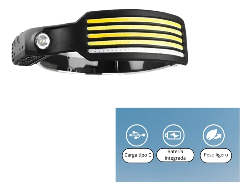 LINTERNA MINERO CINTILLO TIRAS LUZ LED RECARGABLE MULTIUSO - 5