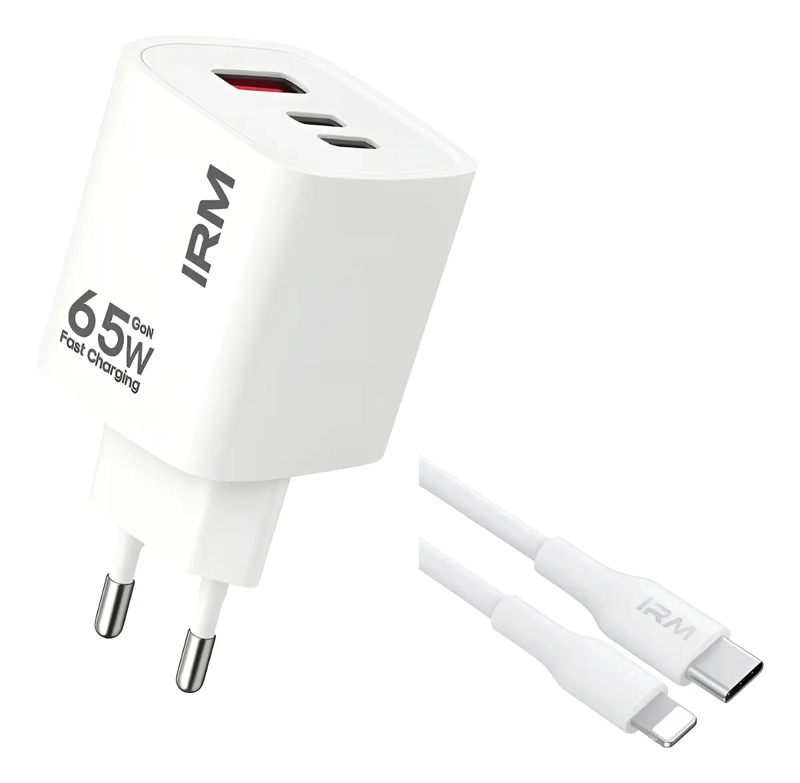 CARGADOR CARGA RAPIDA 65W TRIPLE USB USB-C +CABLE LIGHTNING - 1