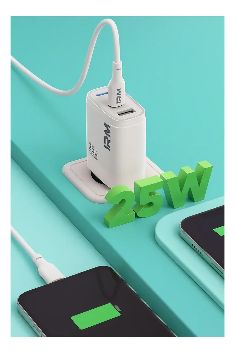 CARGADOR CARGA RAPIDA 25W DOBLE USB USB-C + CABLE USB-C - 3