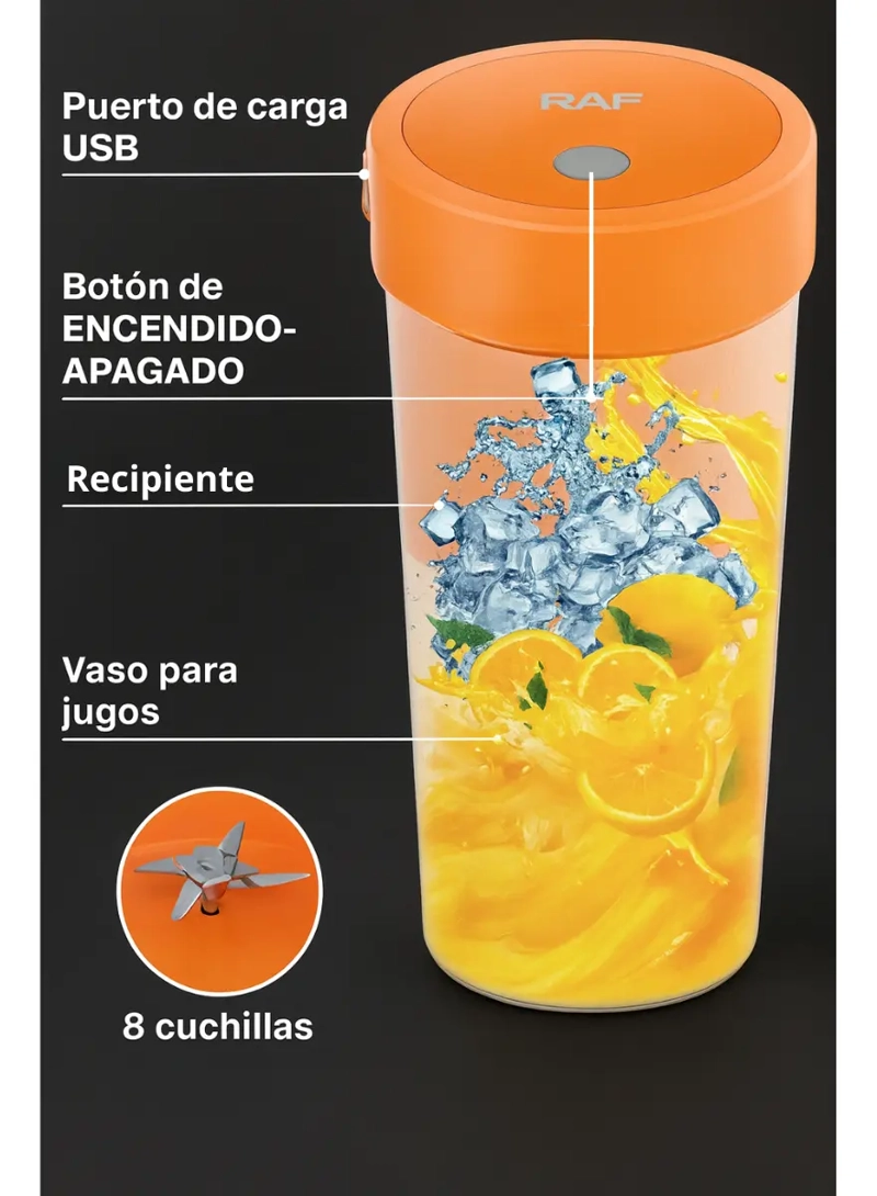 MINI VASO BATIDOR MEZCLADOR 80W PORTATIL INALAMBRICO 300ML - 5