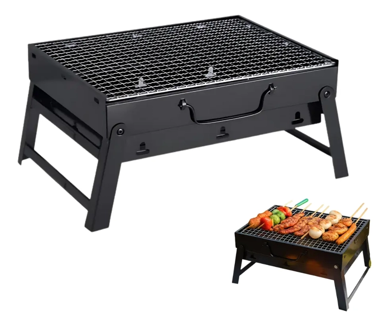 MINI PARRILLERA PLEGABLE PORTATIL A CARBON PARA ASADOS - 1