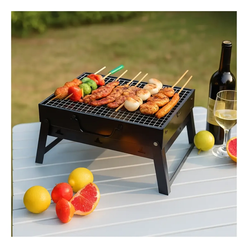 MINI PARRILLERA PLEGABLE PORTATIL A CARBON PARA ASADOS - 6