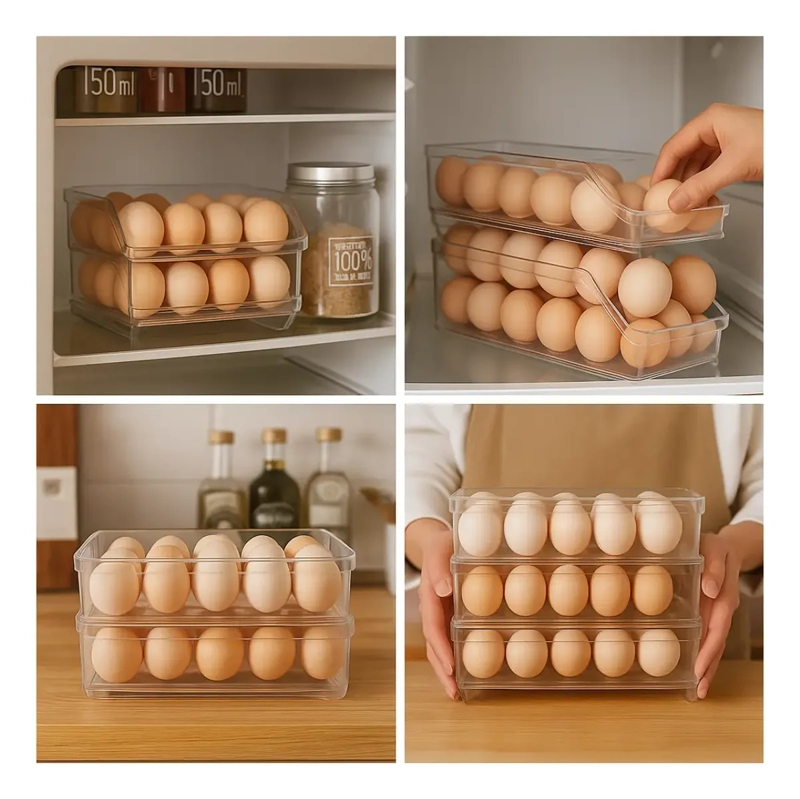 PACK 2 BANDEJA ACRILICO REFRIGERADOR ORGANIZA HUEVO MULTIUSO - 4