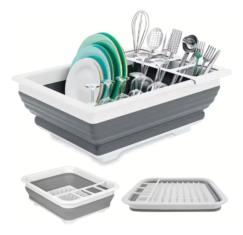 ESCURRIDOR SECADOR PLATOS SILICONA PLEGABLE COCINA MULTIUSO - 1