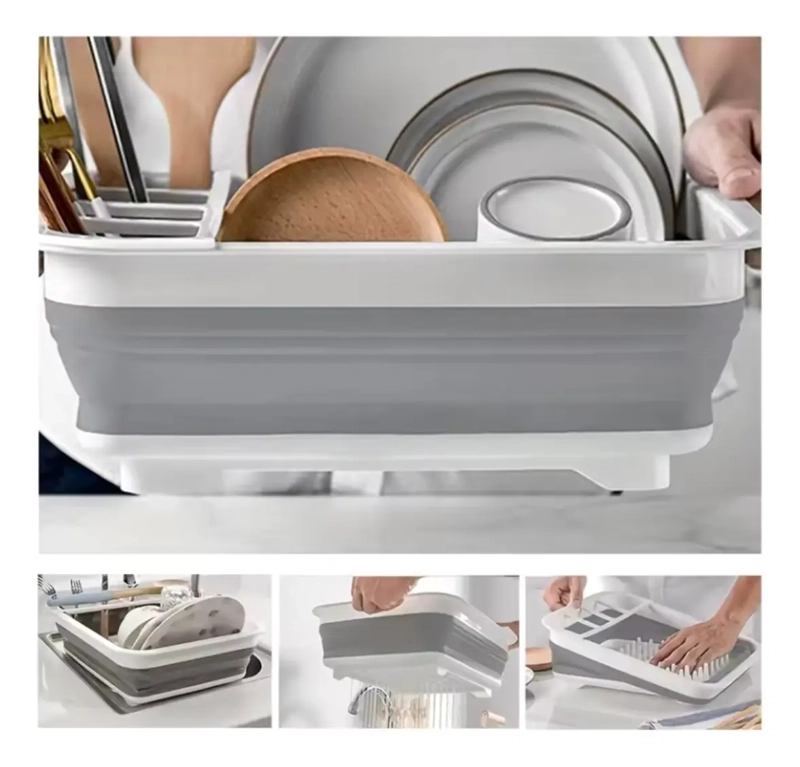 ESCURRIDOR SECADOR PLATOS SILICONA PLEGABLE COCINA MULTIUSO - 4