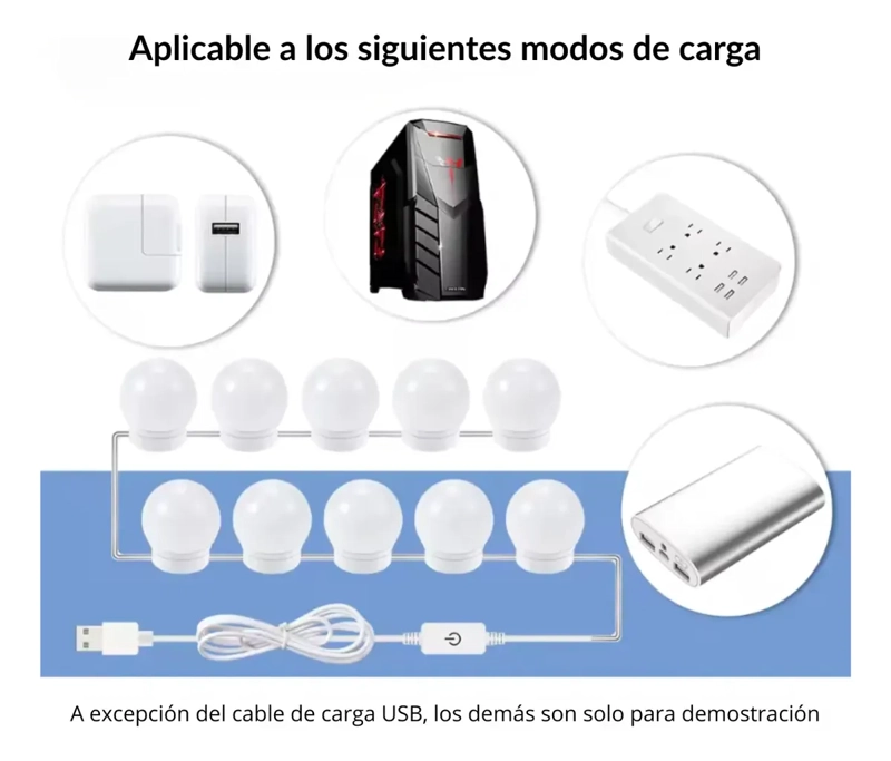 PACK 10 FOCOS LUZ LED PARA VANITY ESPEJO MAQUILLAJE 3 TONOS - 3