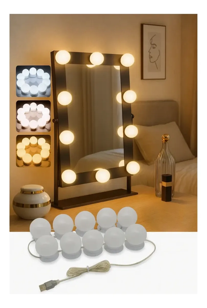PACK 10 FOCOS LUZ LED PARA VANITY ESPEJO MAQUILLAJE 3 TONOS - 7