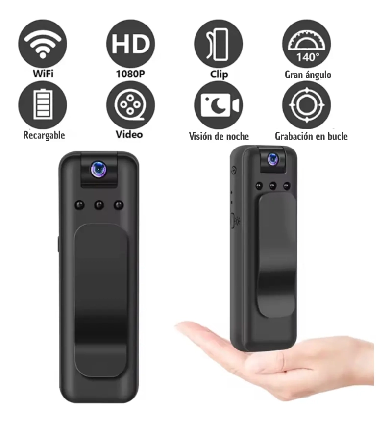 MINI WIFI CAMARA BODYCAM PORTATIL GRABACION DE VIDEOS HD1080 AGREGAR A FAVORITOS - 3