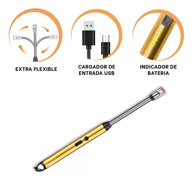 ENCENDEDOR MECHERO CHISPERO ELECTRICO RECARGABLE USB COCINA - 3