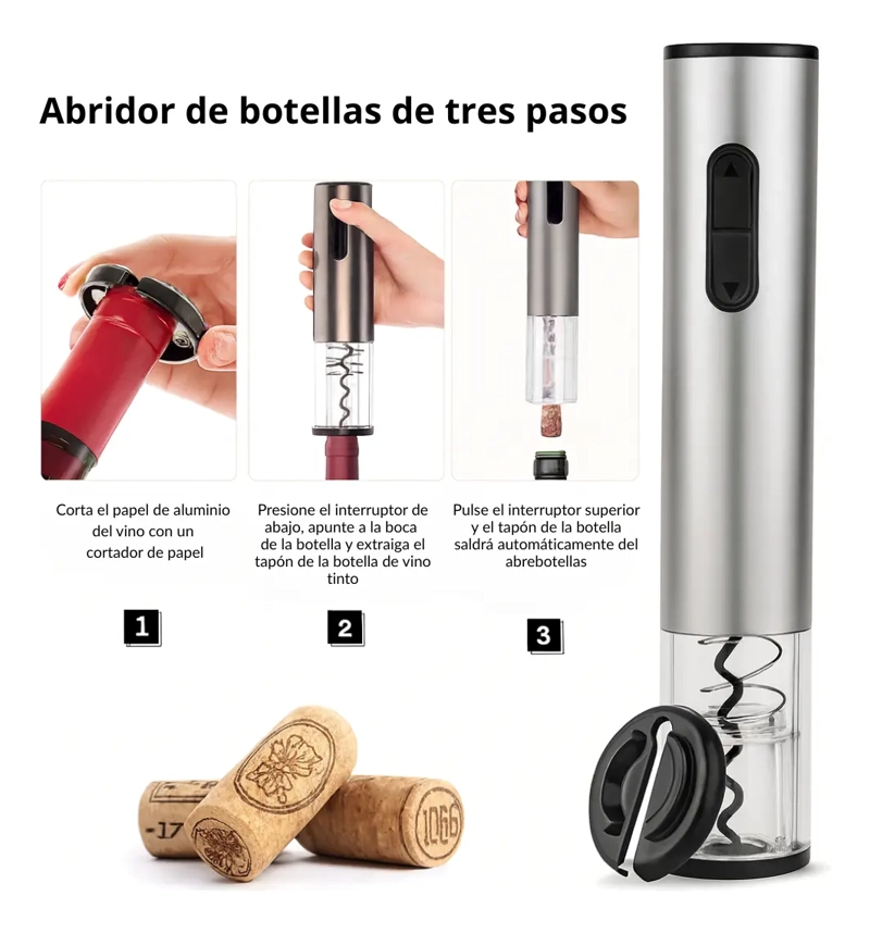 SACACORCHOS DESTAPADOR VINO AUTOMATICO ELECTRICO INALAMBRICO - 2