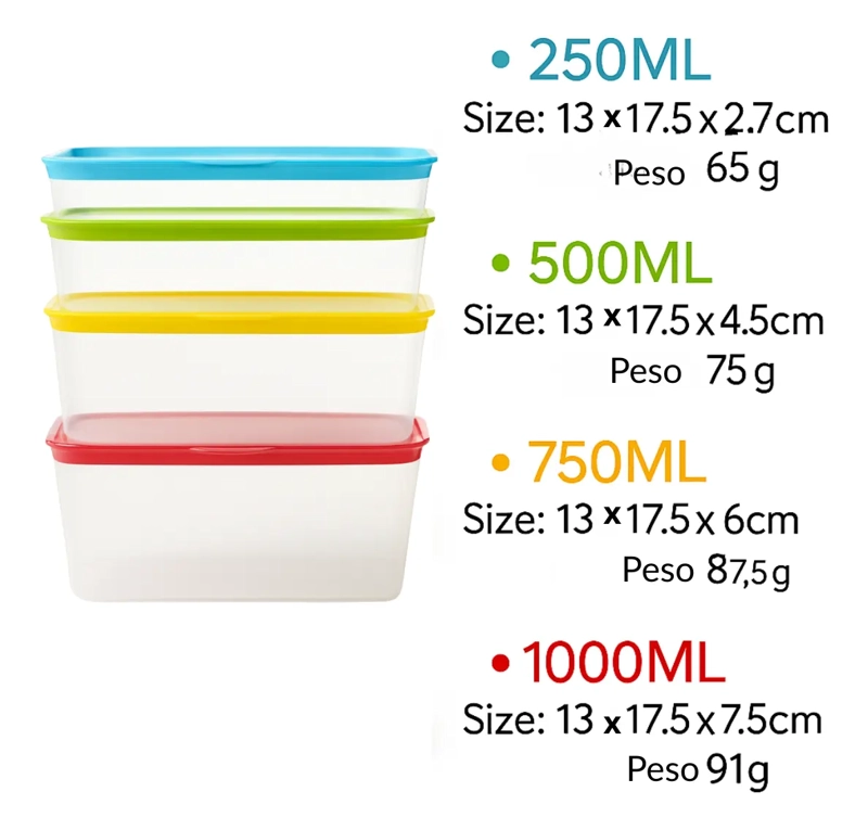 SET 4 TAPER TUPPER CONTENEDOR ENVASE PARA ALMACENAR ALIMENTO - 3