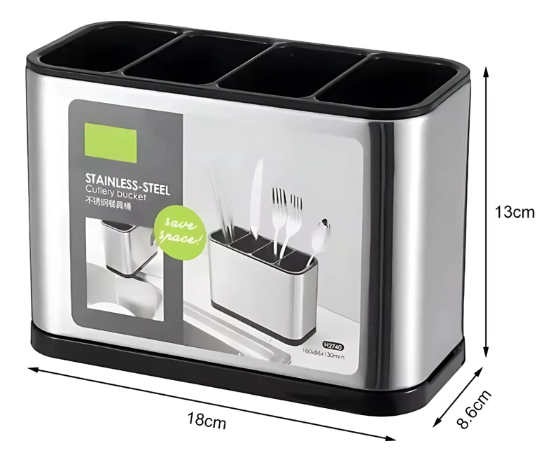 ORGANIZADOR ESCURRIDOR UTENSILIOS CUBIERTOS ACERO INOXIDABLE - 3