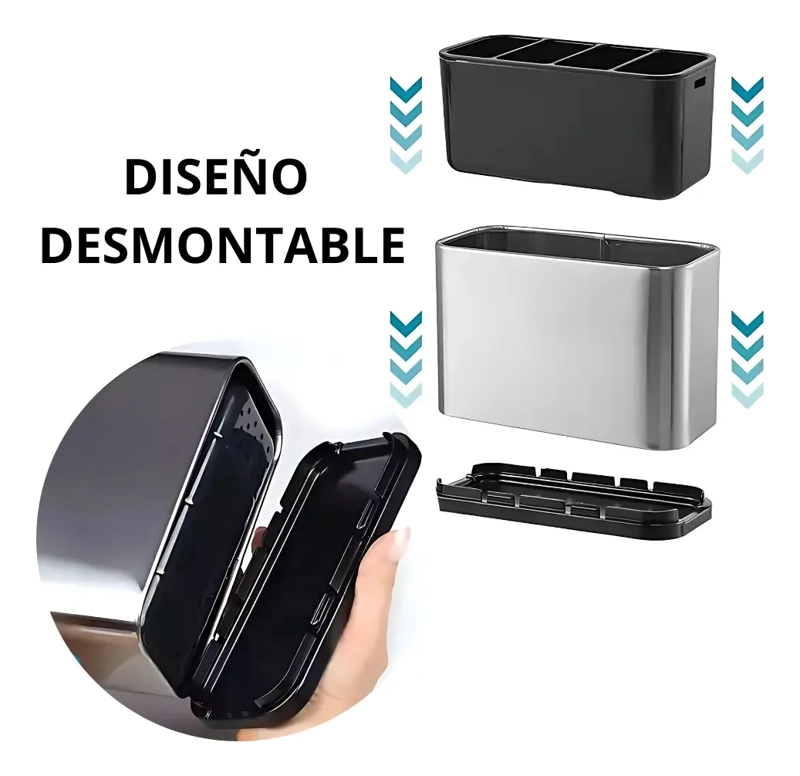 ORGANIZADOR ESCURRIDOR UTENSILIOS CUBIERTOS ACERO INOXIDABLE - 4