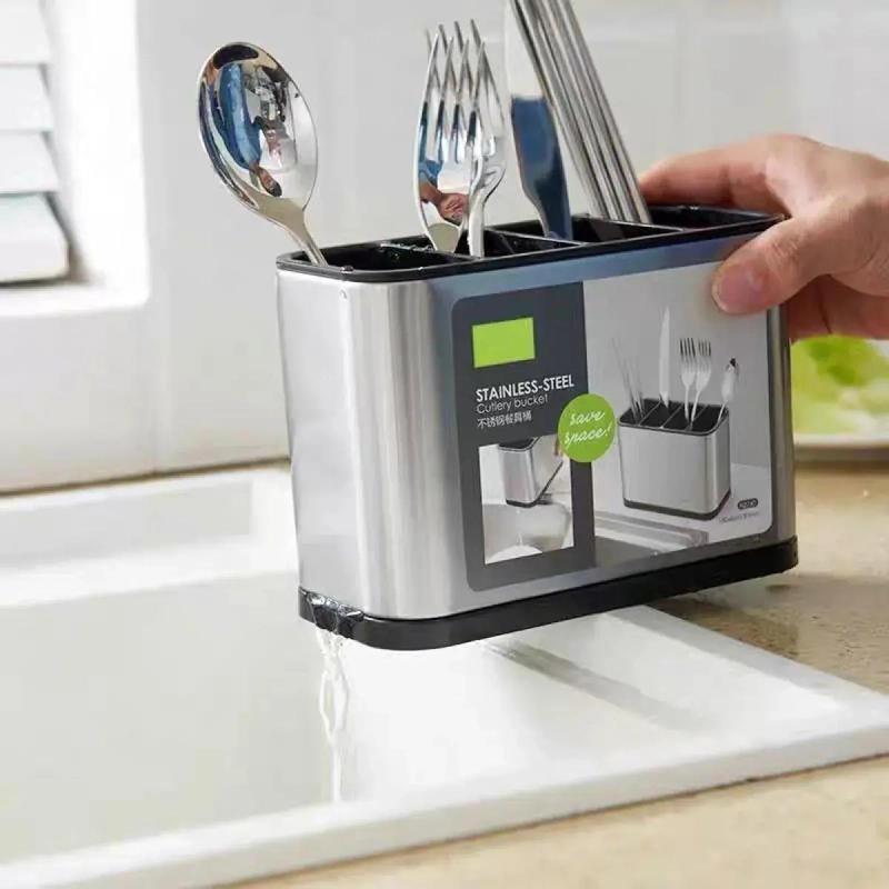 ORGANIZADOR ESCURRIDOR UTENSILIOS CUBIERTOS ACERO INOXIDABLE - 5