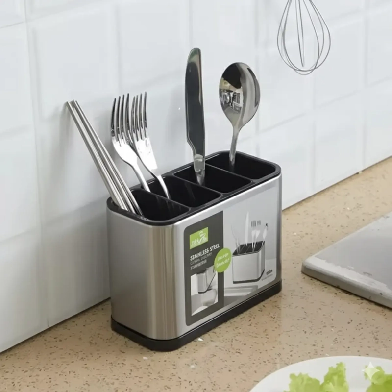 ORGANIZADOR ESCURRIDOR UTENSILIOS CUBIERTOS ACERO INOXIDABLE - 6
