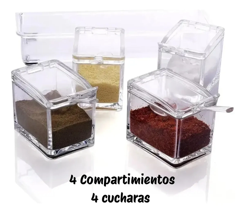 ORGANIZADOR DE ESPECIES CONDIMENTERO ACRILICO CON CUCHARAS - 3