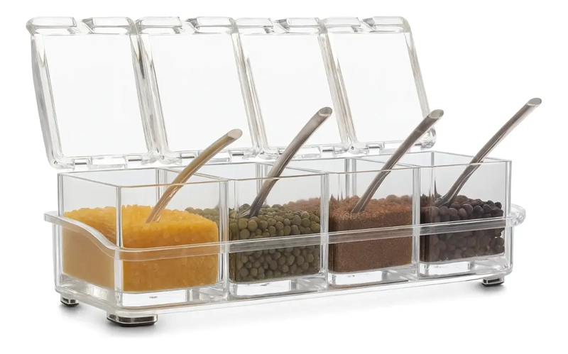 ORGANIZADOR DE ESPECIES CONDIMENTERO ACRILICO CON CUCHARAS - 7