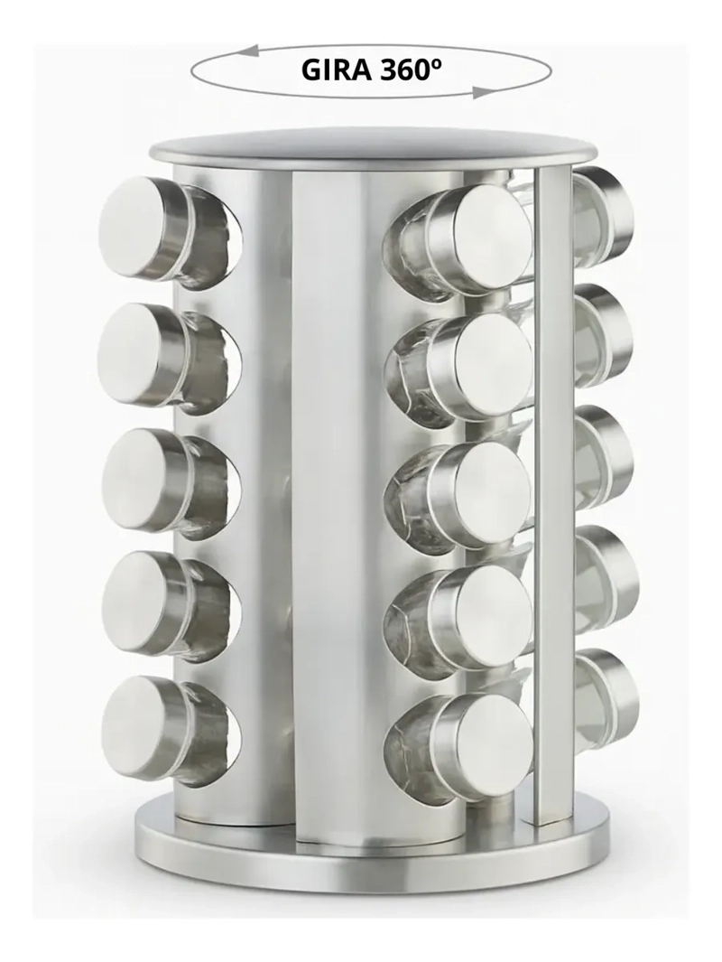 SET ESPECIERO GIRATORIO ACERO INOXIDABLE 16 FRASCOS - 2
