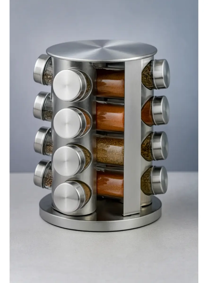 SET ESPECIERO GIRATORIO ACERO INOXIDABLE 16 FRASCOS - 3