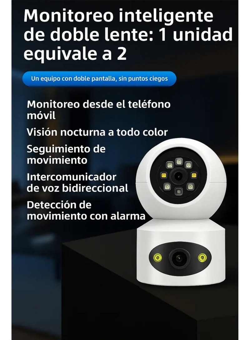 WIFI CAMARA SEGURIDAD HOGAR VISION REMOTA DOBLE LENTE - 3