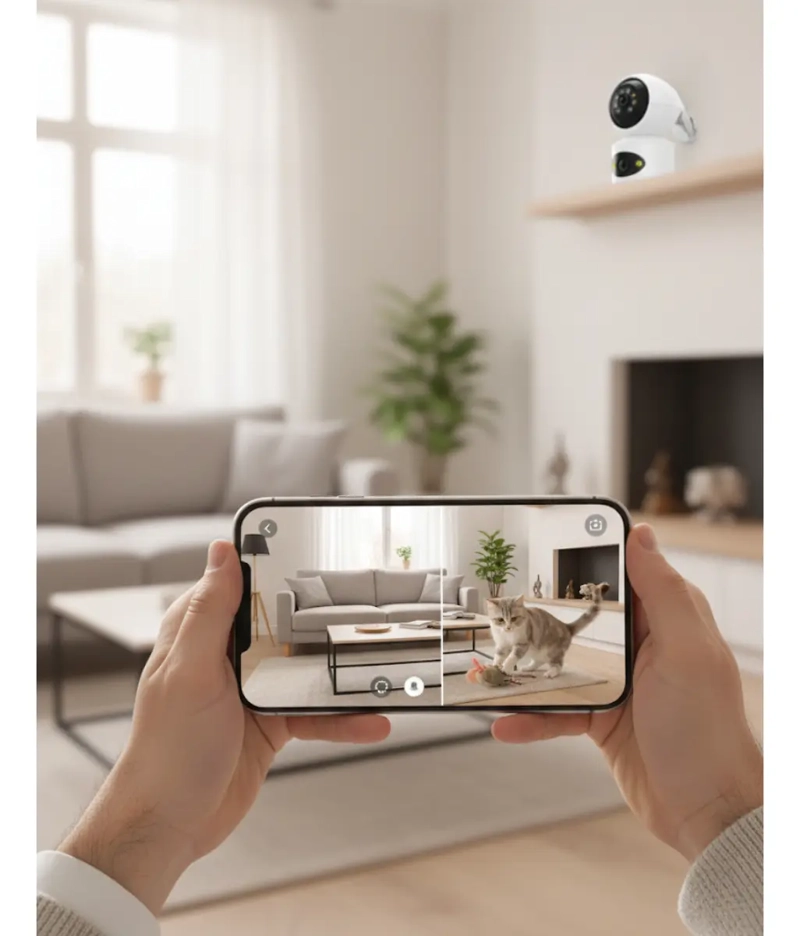 WIFI CAMARA SEGURIDAD HOGAR VISION REMOTA DOBLE LENTE - 6