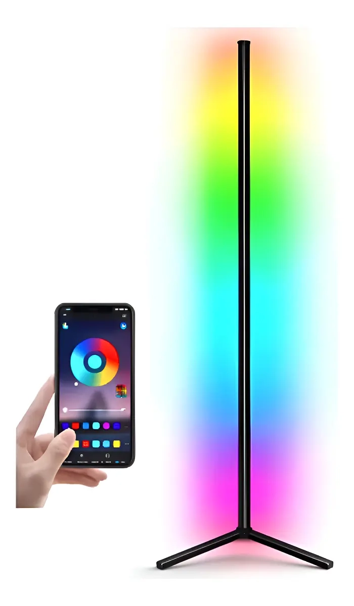 LAMPARA DE PIE INTERIOR LUZ LED AMBIENTE MULTICOLOR RGB - 1