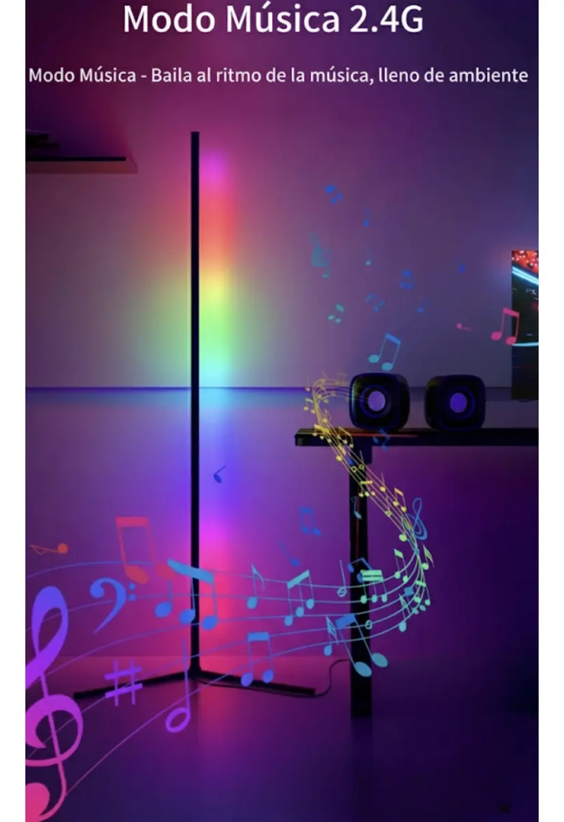 LAMPARA DE PIE INTERIOR LUZ LED AMBIENTE MULTICOLOR RGB - 2