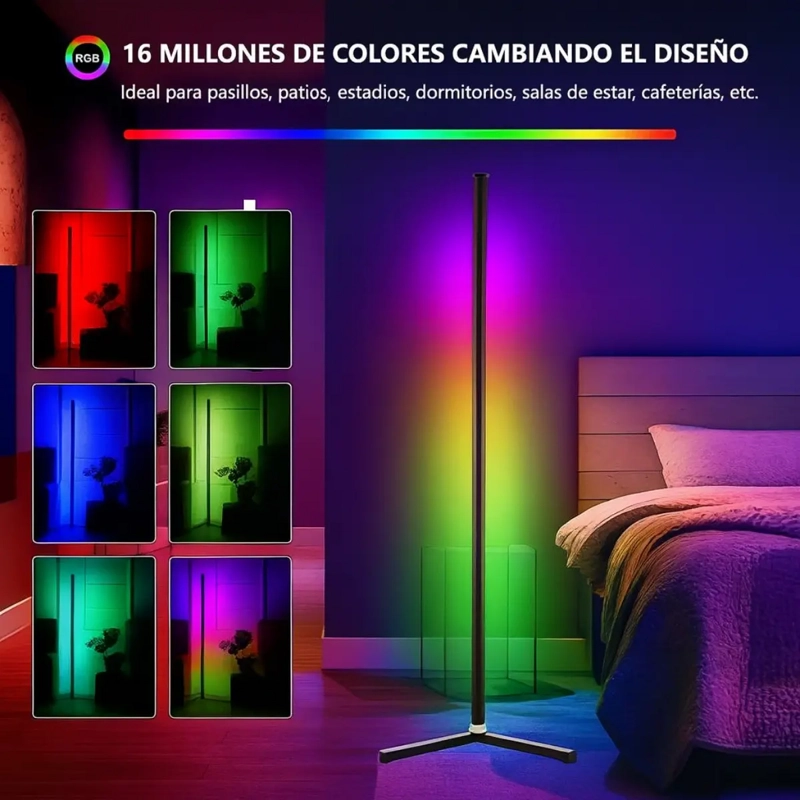 LAMPARA DE PIE INTERIOR LUZ LED AMBIENTE MULTICOLOR RGB - 4