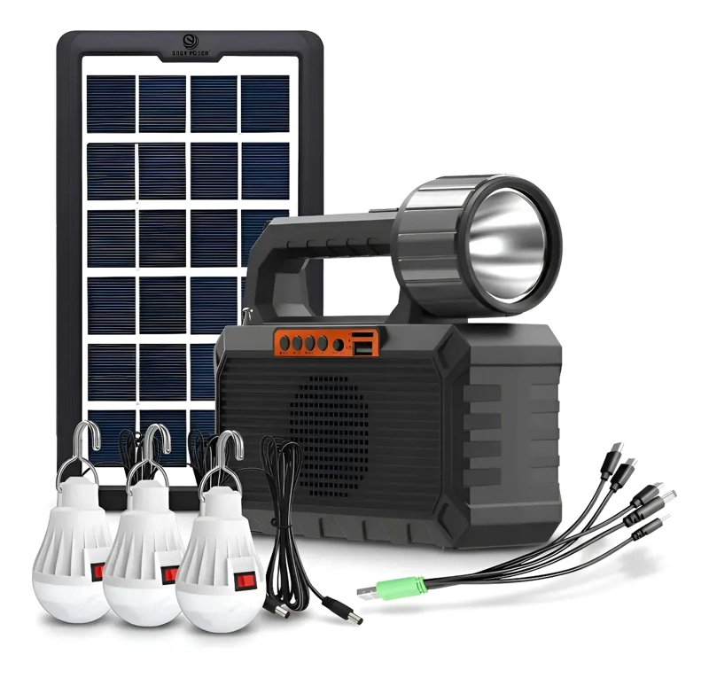 KIT EMERGENCIA LINTERNA LED 3 AMPOLLETAS + POWERBANK Y RADIO - 1