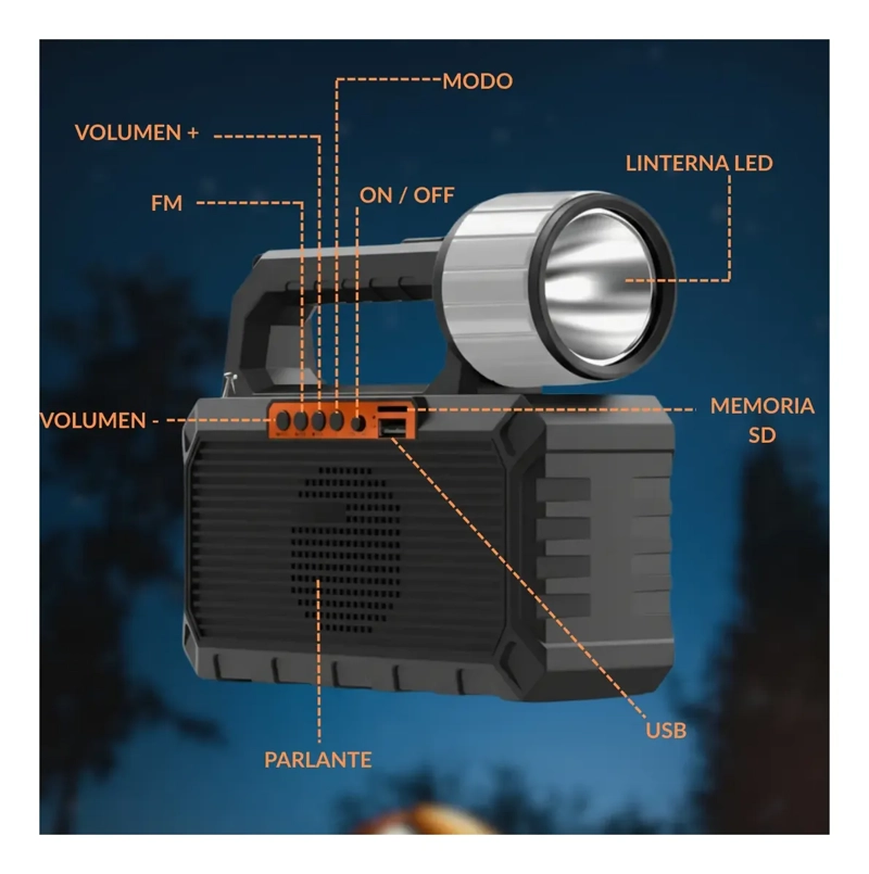 KIT EMERGENCIA LINTERNA LED 3 AMPOLLETAS + POWERBANK Y RADIO - 5