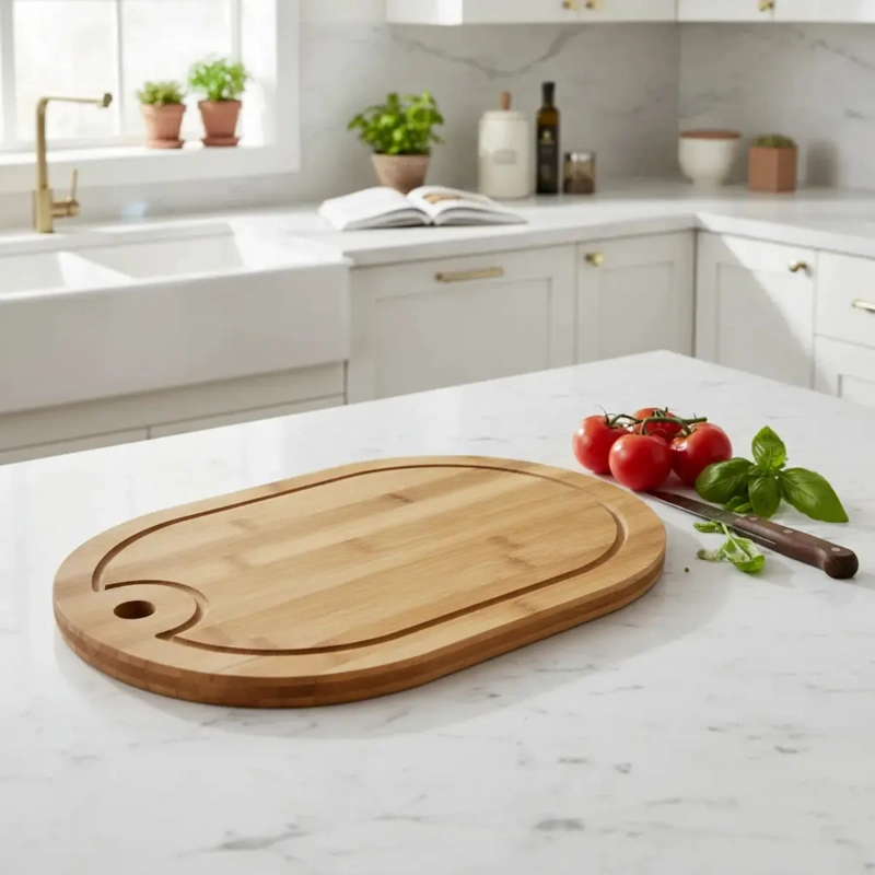 TABLA BANDEJA PARA PICAR CORTAR PICOTEO DE MADERA OVALADA - 4