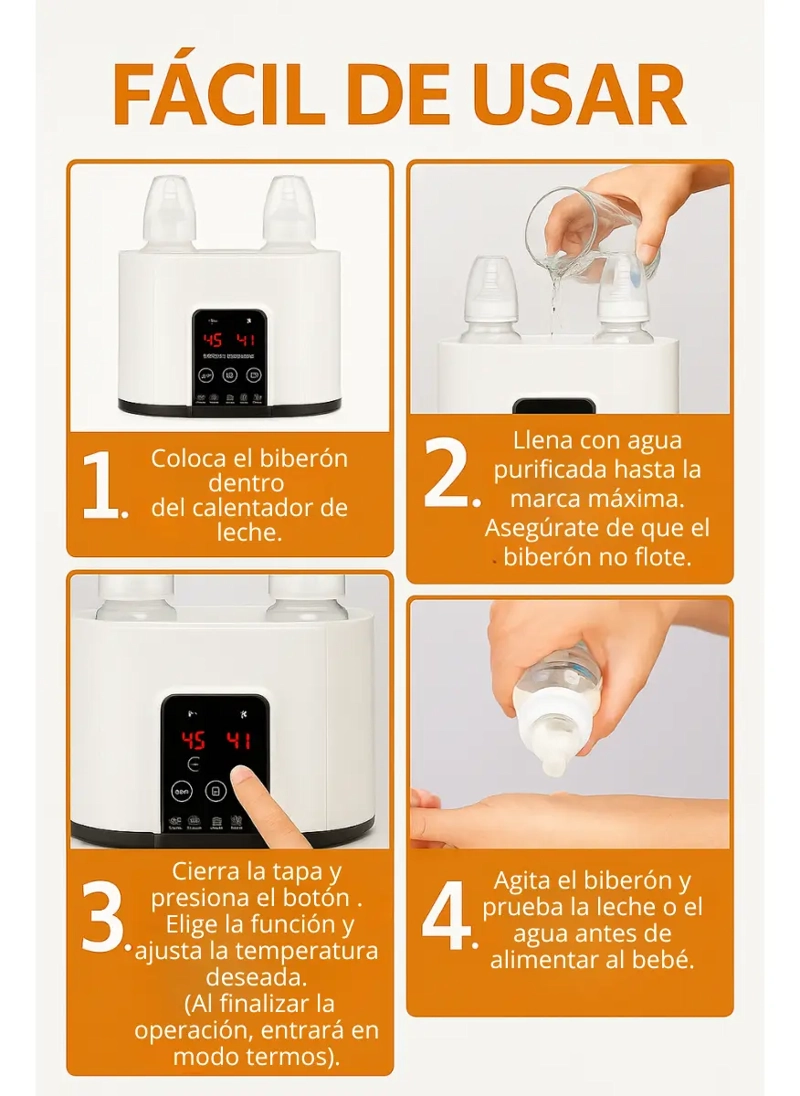 CALENTADOR ESTERILIZADOR MAMADERAS CABIDA DOBLE PANTALLA LED - 4