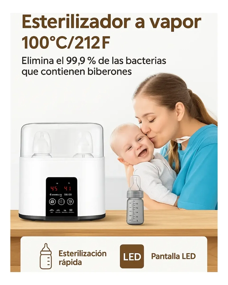 CALENTADOR ESTERILIZADOR MAMADERAS CABIDA DOBLE PANTALLA LED - 5