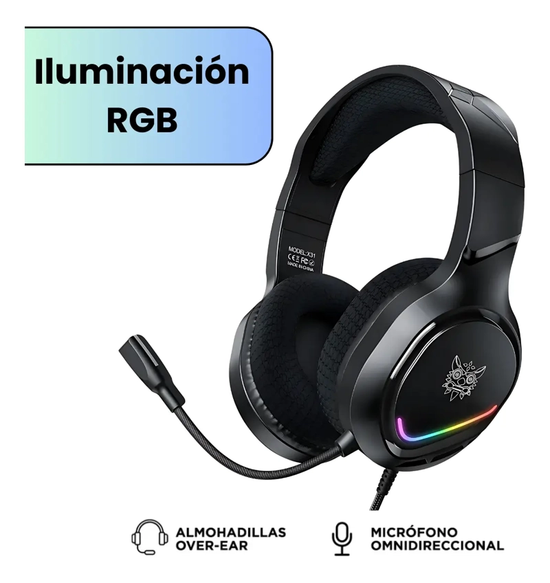 AUDIFONOS DE CABLE CON MICROFONO GAMER PROFESIONAL LUZ LED - 2