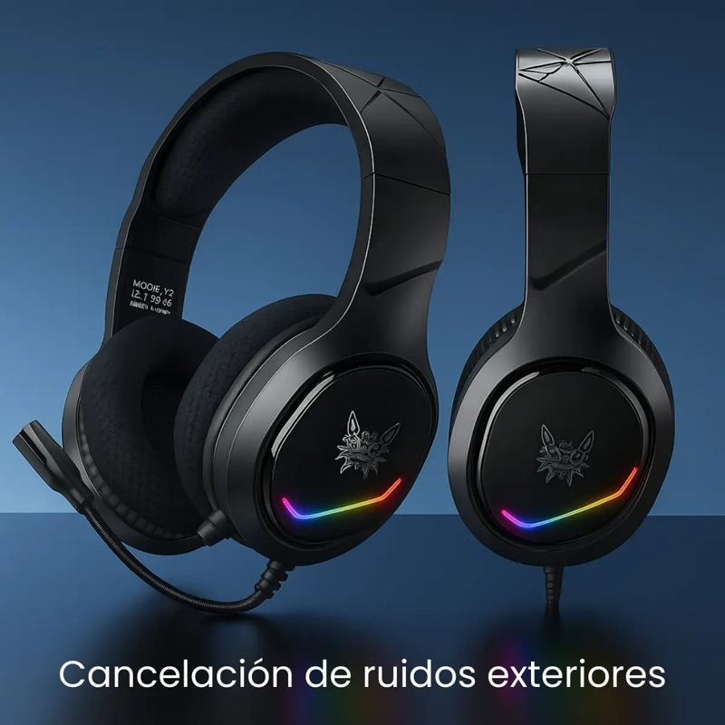 AUDIFONOS DE CABLE CON MICROFONO GAMER PROFESIONAL LUZ LED - 5