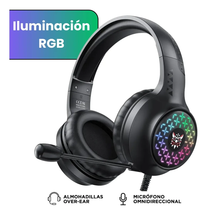 AUDIFONOS DE CABLE PROFESIONAL GAMER CON MICROFONO + LUZ RGB - 2