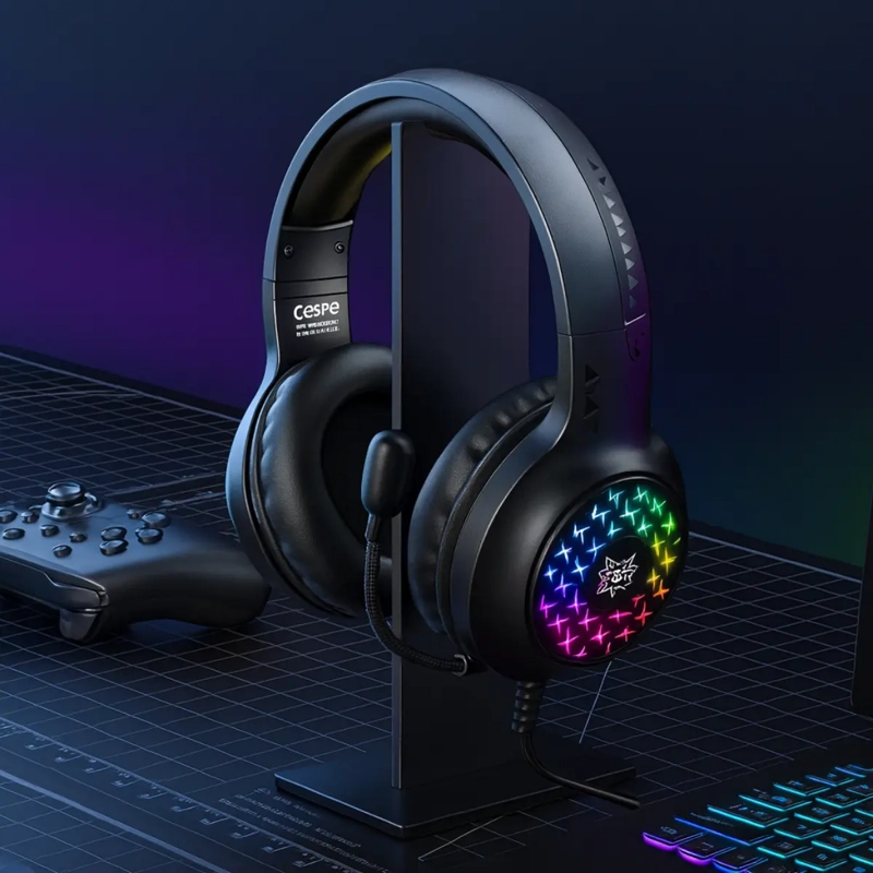 AUDIFONOS DE CABLE PROFESIONAL GAMER CON MICROFONO + LUZ RGB - 5