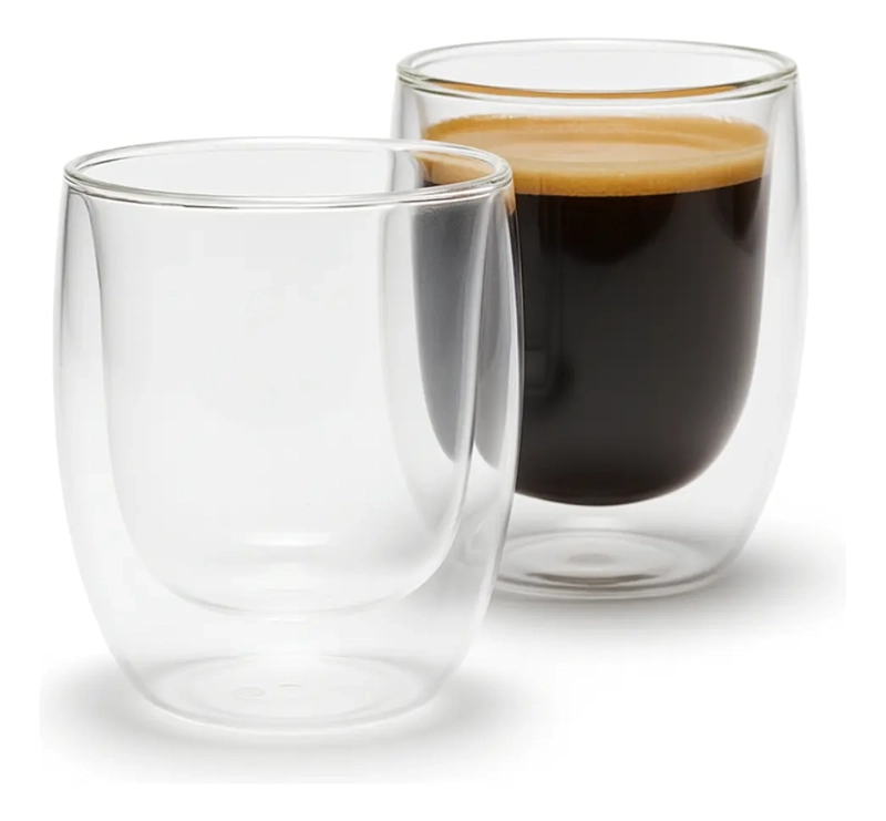 PACK 2 TAZAS VASOS VIDRIO PARA CAFE  TE  MULTIUSO 200ML - 1