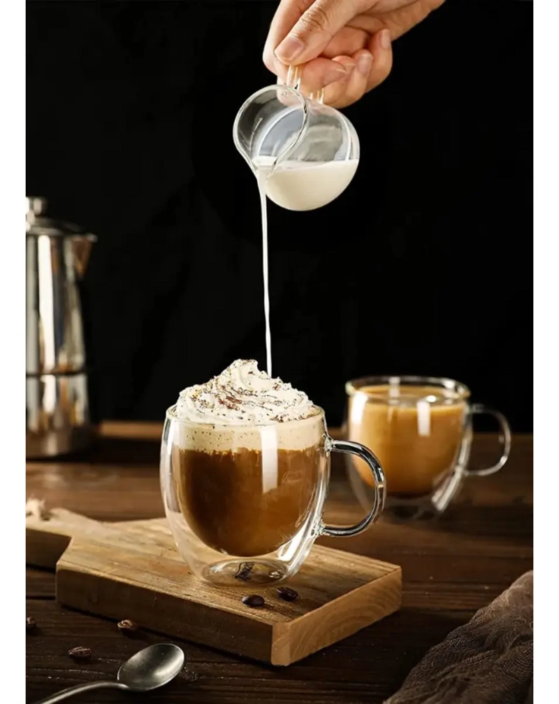 PACK 2 TAZAS TRANSPARENTE VIDRIO CAFE  TE  MULTIUSO 150ML - 6