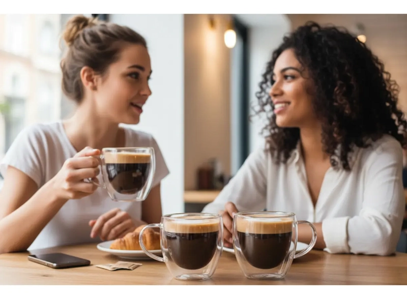 PACK 2 TAZAS TRANSPARENTE VIDRIO CAFE  TE  MULTIUSO 150ML - 7