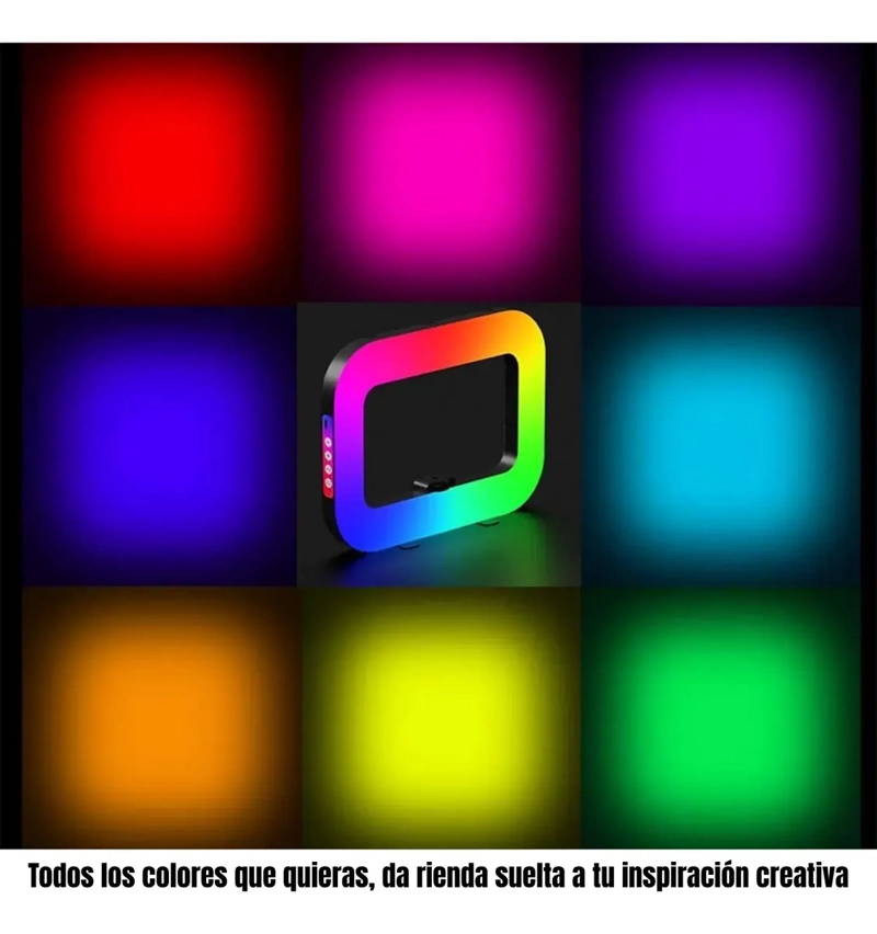 ARO LUZ MULTICOLOR RGB INALAMBRICO PARA GRABACION CELULAR - 6
