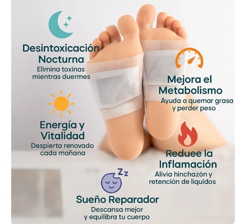 PACK 10 PARCHES PARA PIES DETOX DESINTOXICANTES NATURAL AGREGAR A FAVORITOS - 2