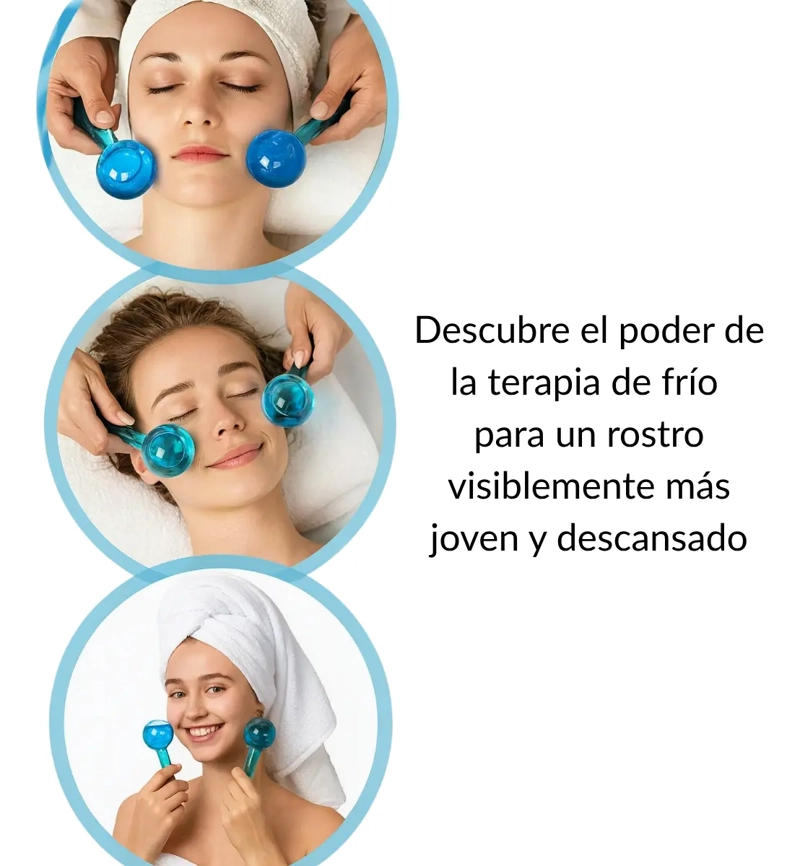 PACK 2 ESFERAS REAFIRMANTE MASAJEADOR FACIAL TERAPIA DE FRIO - 2