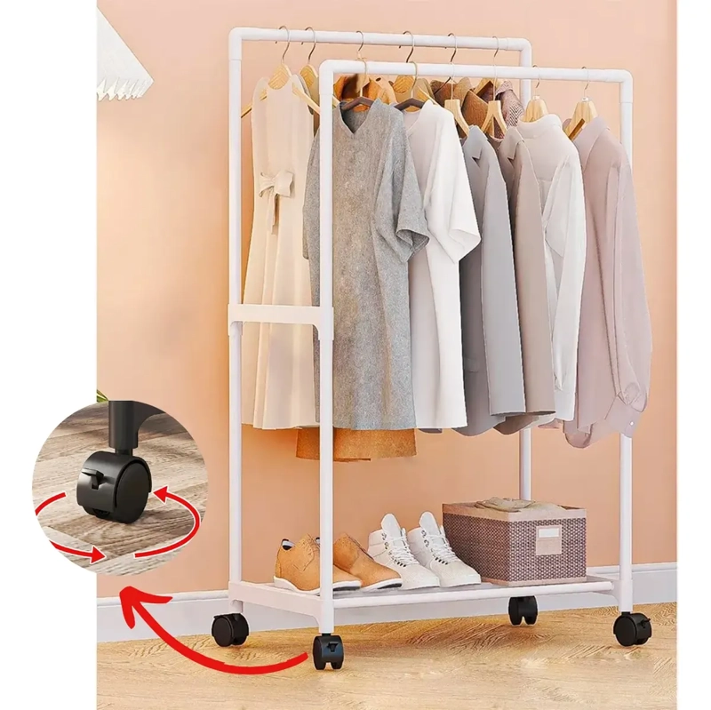 ORGANIZADOR MULTIFUNCIONAL BLANCO PERCHERO DOBLE DE ROPA ZAPATOS - 2