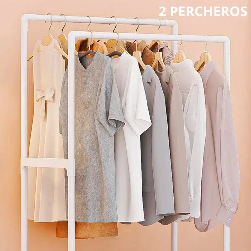 ORGANIZADOR MULTIFUNCIONAL BLANCO PERCHERO DOBLE DE ROPA ZAPATOS - 4